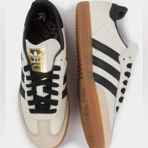 Adidas Cream and Black Striped Sneakers